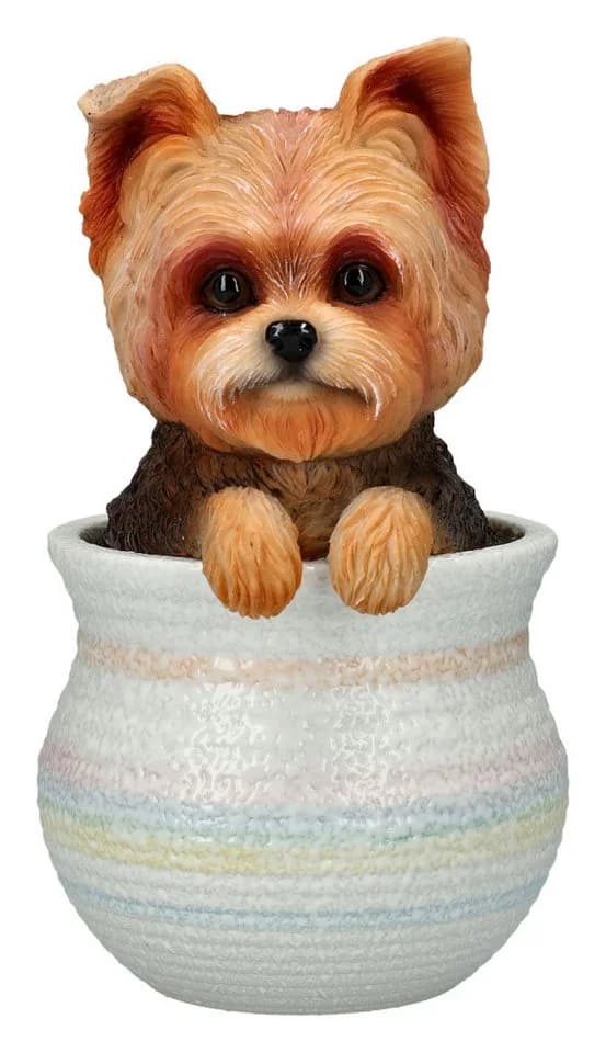 Figuren Shop GmbH Yorkshire Terrier Dekofigur im Blumentopf - Bild 2