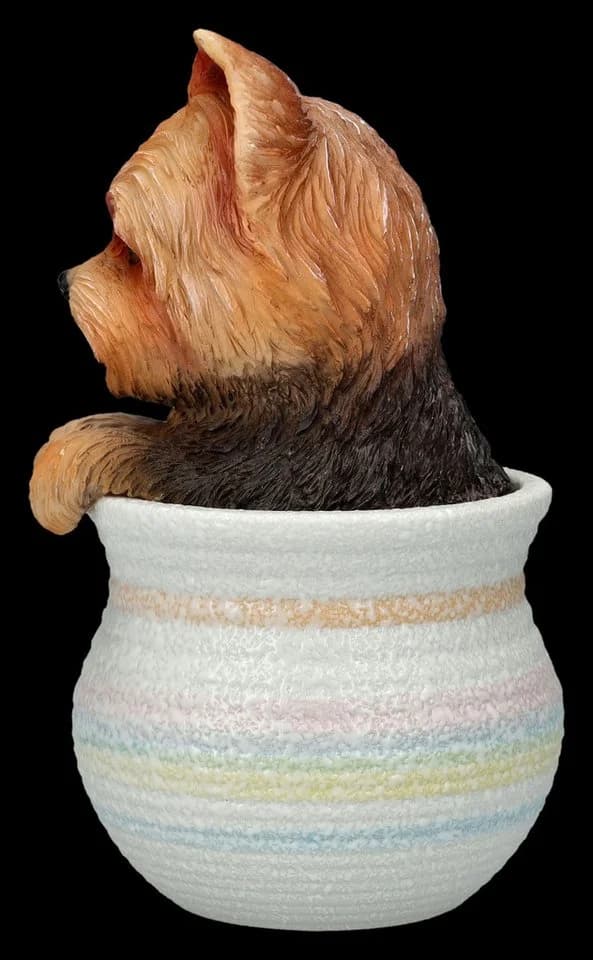Figuren Shop GmbH Yorkshire Terrier Dekofigur im Blumentopf - Bild 3
