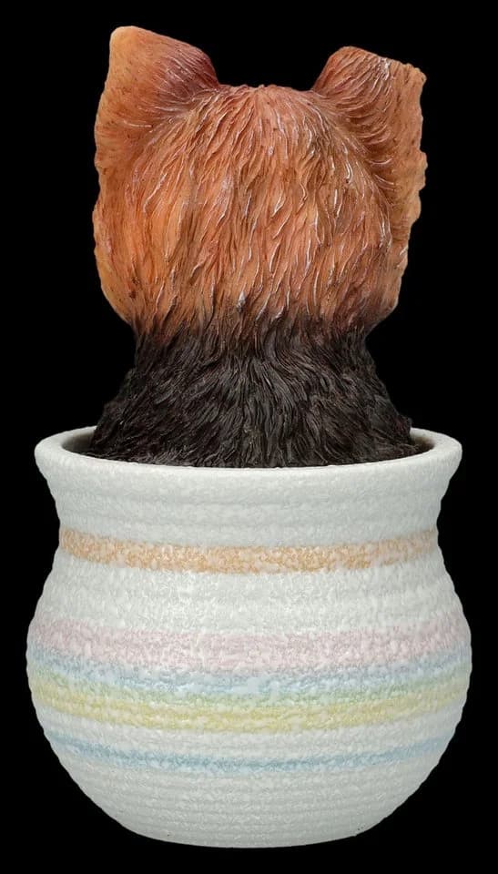 Figuren Shop GmbH Yorkshire Terrier Dekofigur im Blumentopf - Bild 4