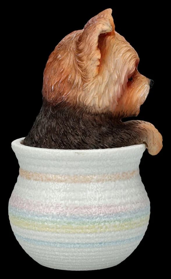 Figuren Shop GmbH Yorkshire Terrier Dekofigur im Blumentopf - Bild 5