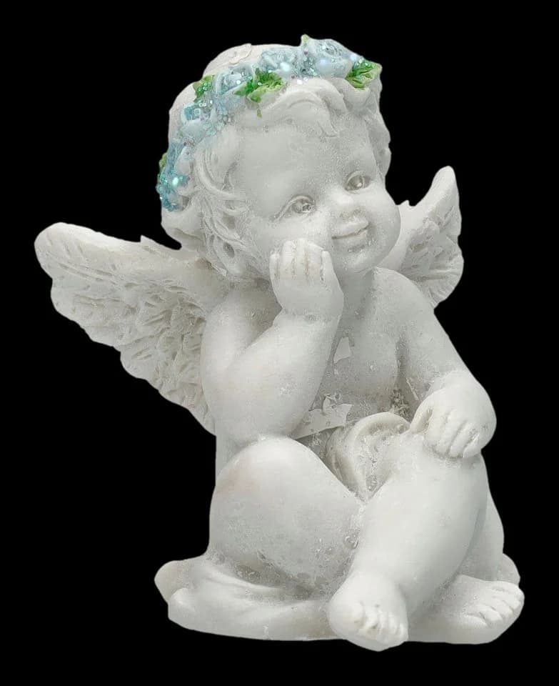 Figuren Shop GmbH Engel Set 4-tlg. mit blauen Rosen Kunststein - Bild 5