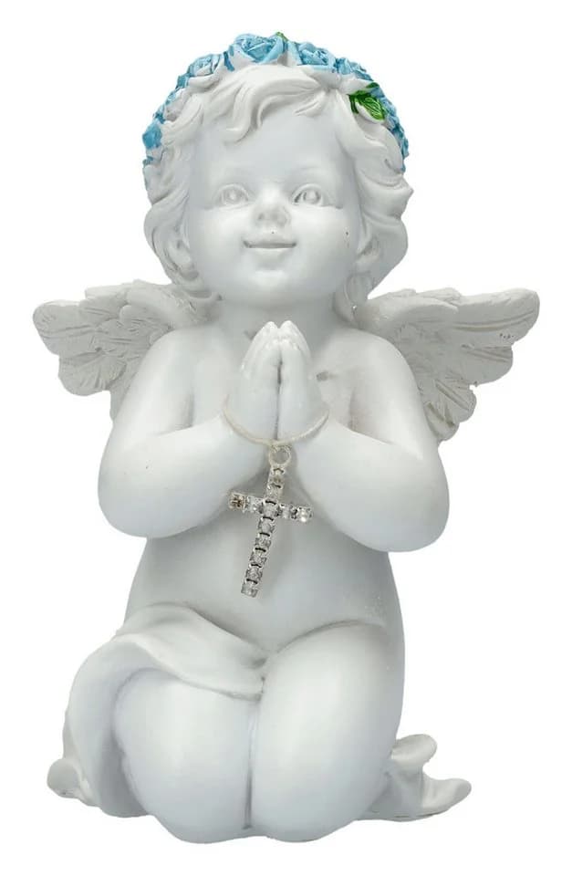 Figuren Shop GmbH Engel Figur mit Kreuz Putte Dekofigur 12 cm - Bild 2