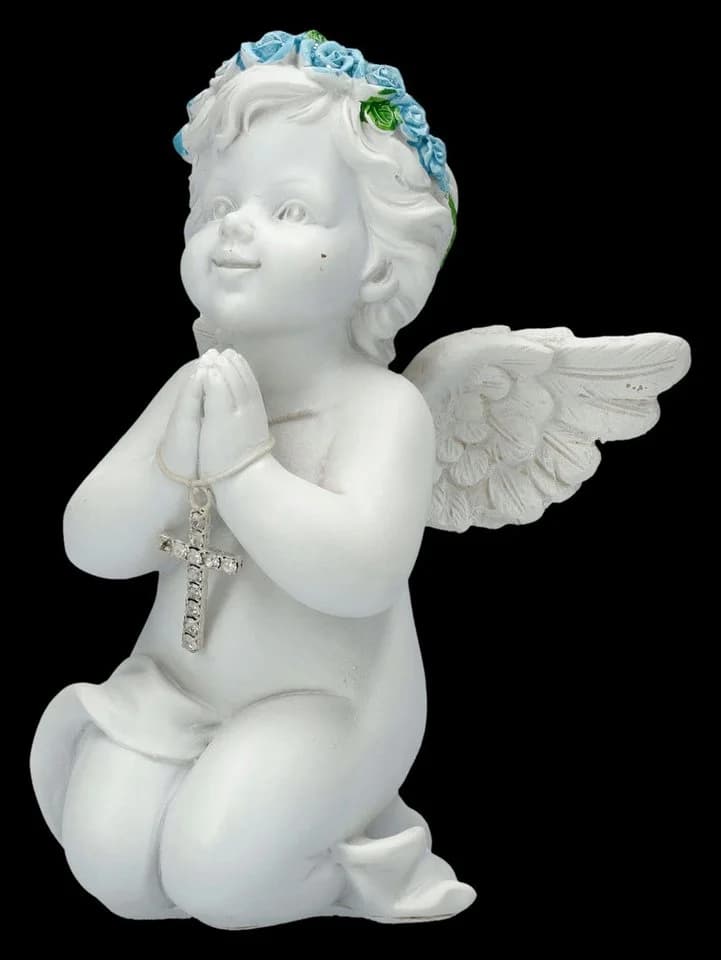 Figuren Shop GmbH Engel Figur mit Kreuz Putte Dekofigur 12 cm - Bild 3