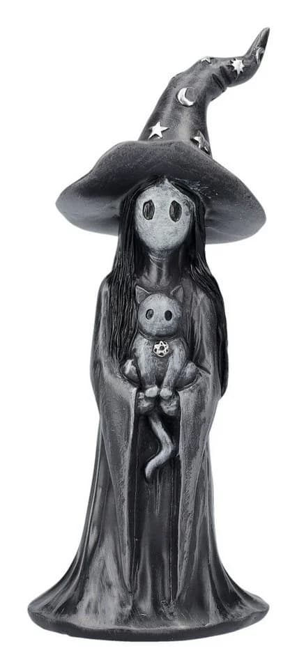 Figuren Shop GmbH Hexenfigur mit Kätzchen 12,5 cm Gothic Dekoration - Bild 2