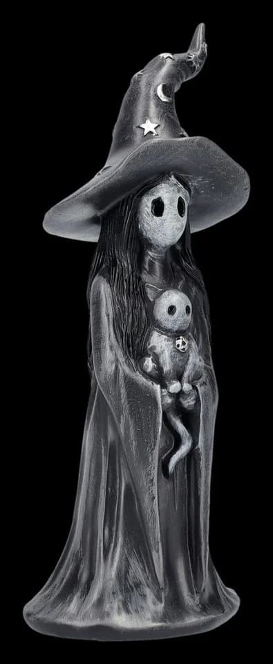 Figuren Shop GmbH Hexenfigur mit Kätzchen 12,5 cm Gothic Dekoration - Bild 3