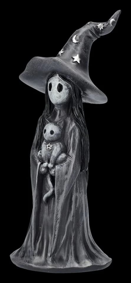Figuren Shop GmbH Hexenfigur mit Kätzchen 12,5 cm Gothic Dekoration - Bild 4