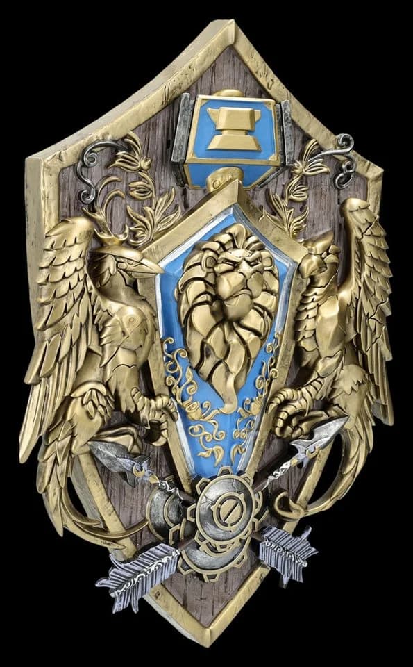 Figuren Shop GmbH Warcraft Wandrelief Allianz Wappen Löwenkopf Deko 30 cm - Bild 3