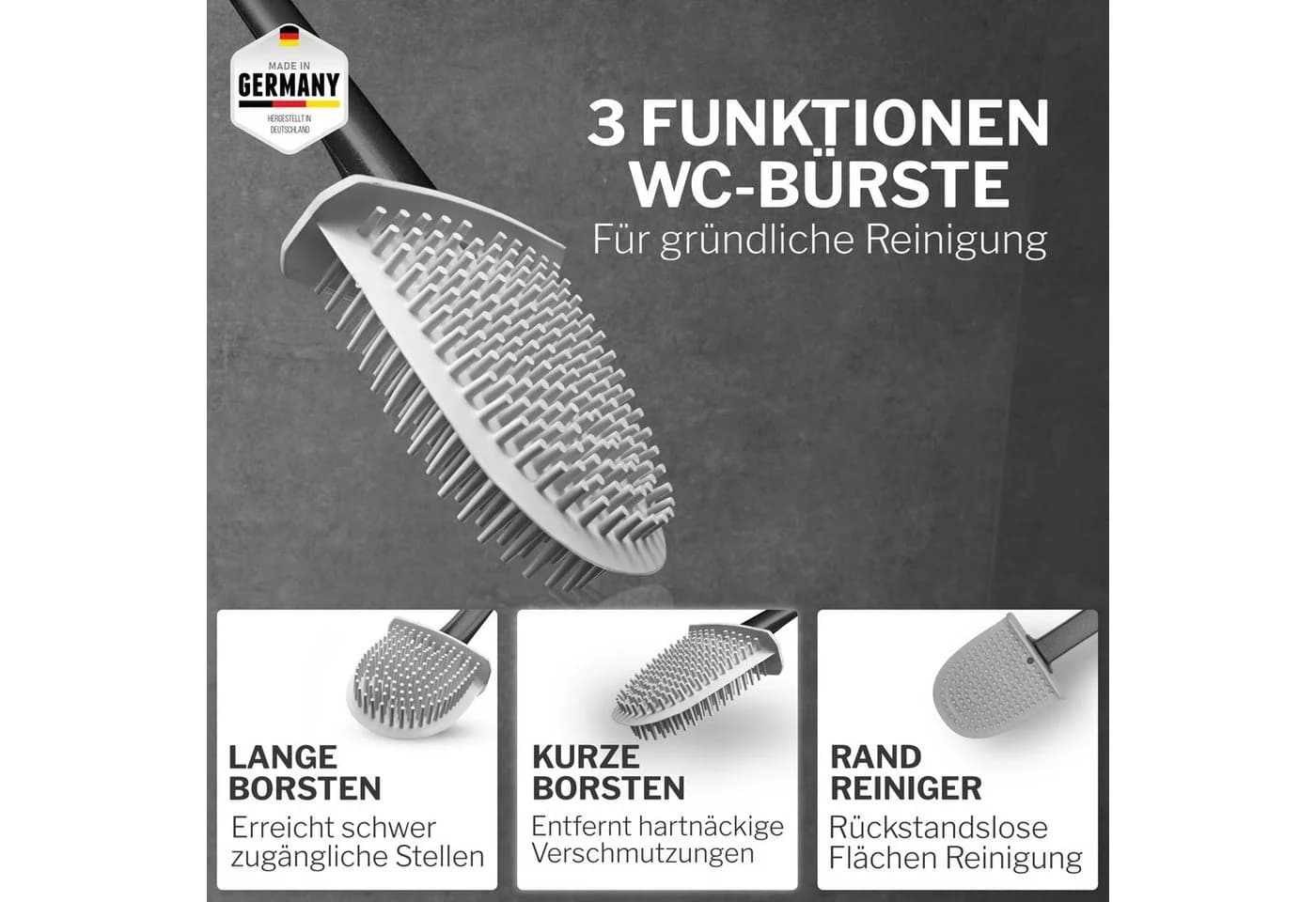 GERHOF WC-Reinigungsbürste Silikon Modern Anthrazit Grau