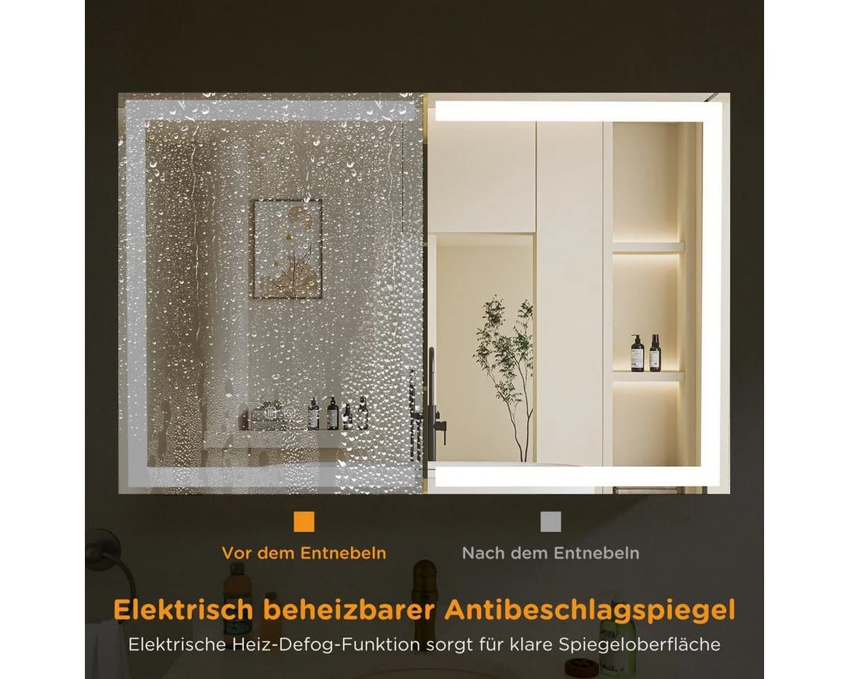 Gunuss Badezimmerspiegelschrank LED Beleuchtung Touch Steckdose - Bild 3