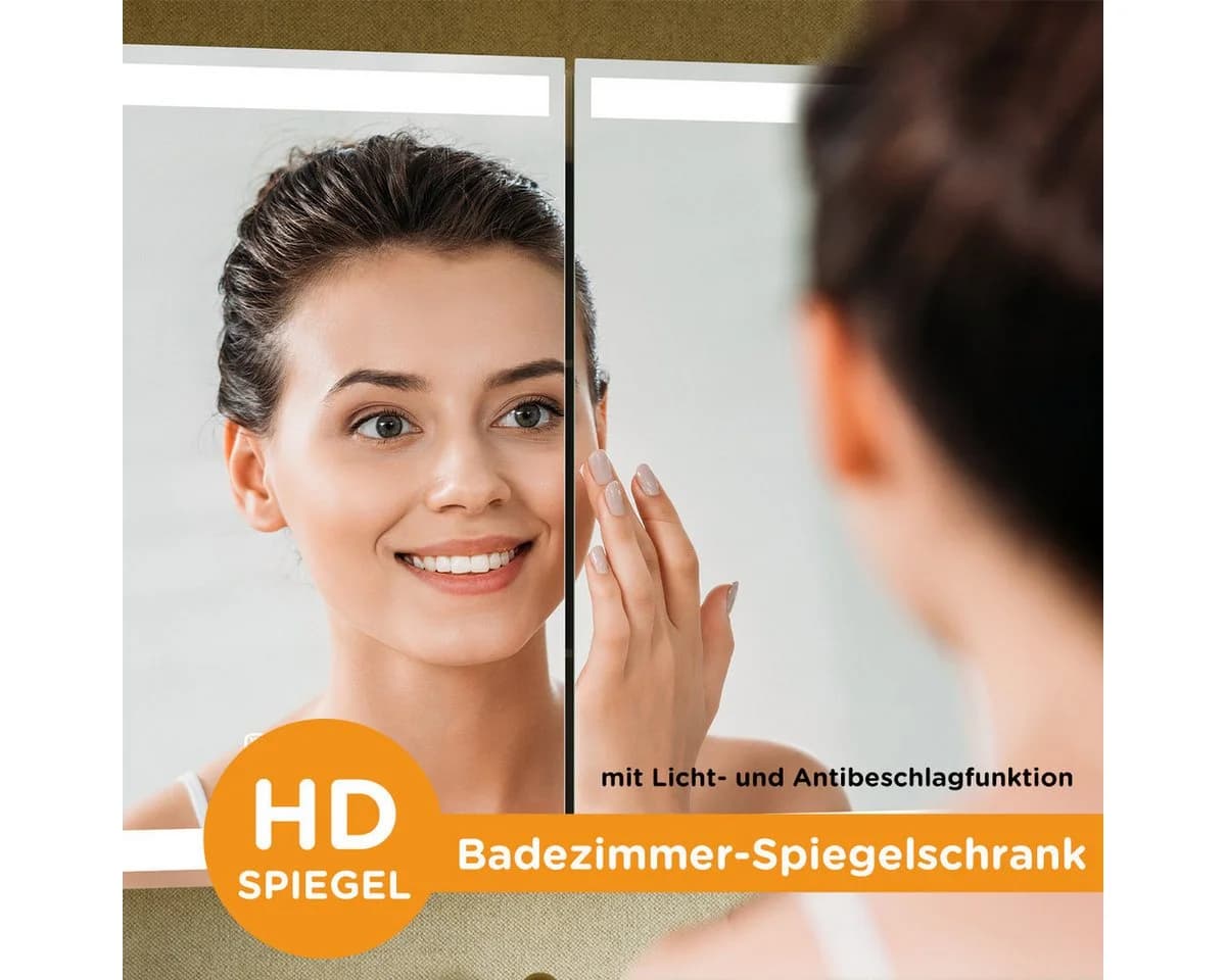 Gunuss Badezimmerspiegelschrank LED Beleuchtung Touch Steckdose - Bild 4
