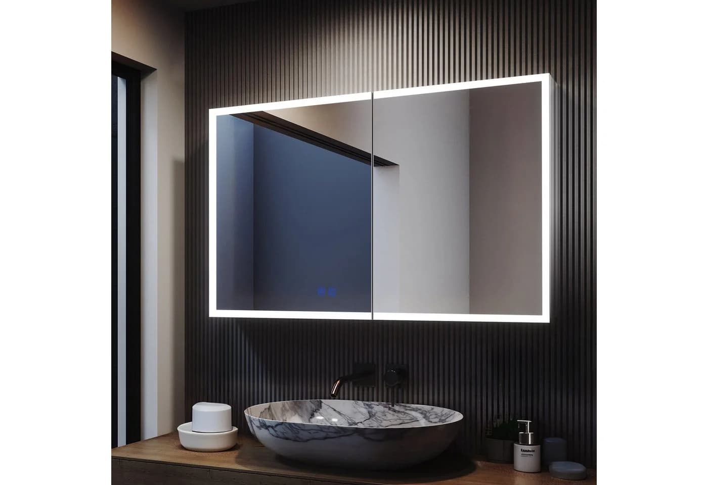 Gunuss Badezimmerspiegelschrank mit LED-Beleuchtung 80 x 60 cm - Bild 2