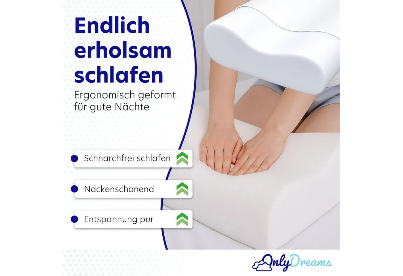 Träumegut24 OnlyDreams Anti-Schnarch Kissen Weiß Ergonomisch - Bild 3