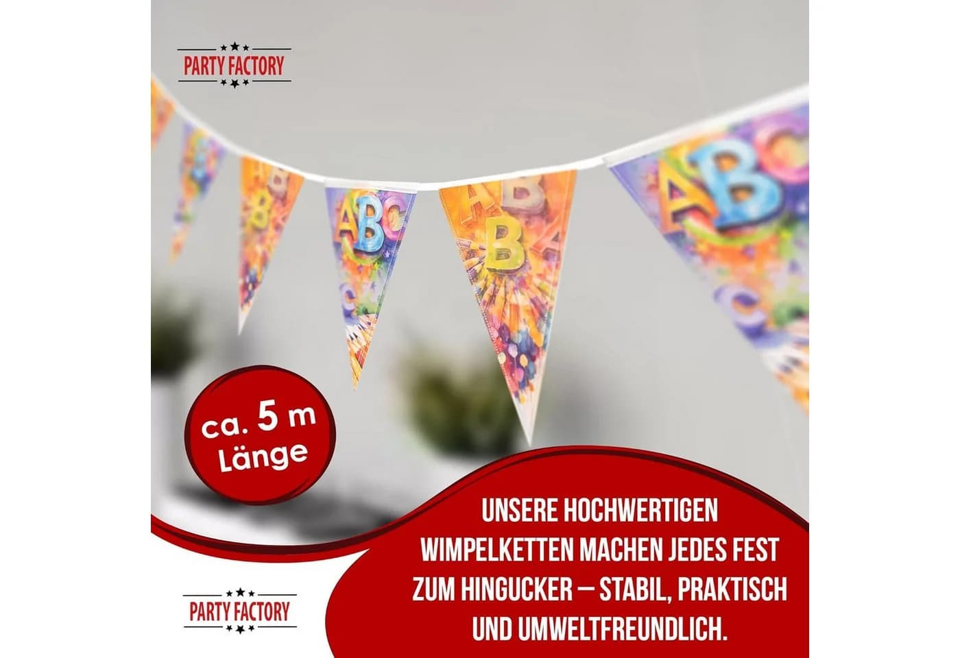 Party Factory Wimpelkette Back to School 4-5m - Bild 3