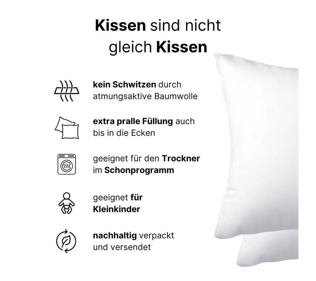 LIVINA HOME Premium Baumwollschlafkissen 100% Baumwolle Polyesterfüllung - Bild 4