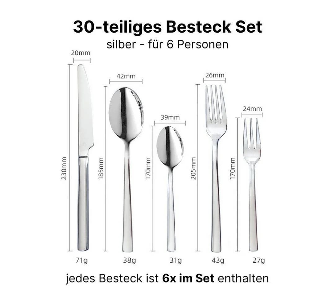 LIVINA HOME Besteck-Set Edelstahl 18/10 Silber Modern - Bild 3