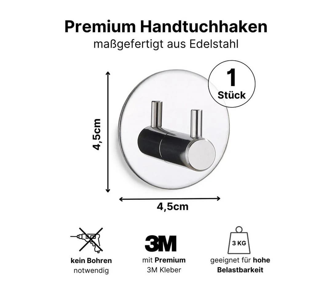 LIVINA HOME Handtuchhaken selbstklebend Edelstahl Silber - Bild 3