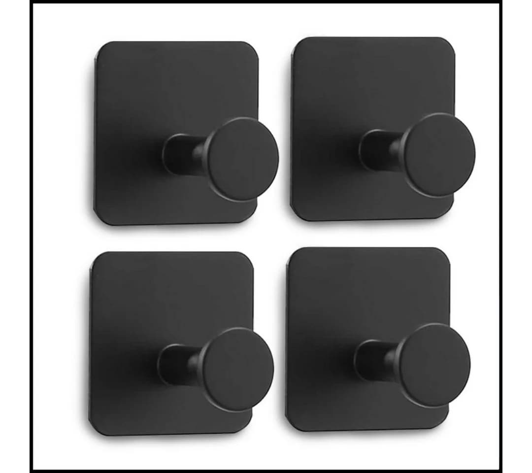 LIVINA HOME Handtuchhaken selbstklebend Edelstahl Schwarz/Silber 4er Set - Bild 2