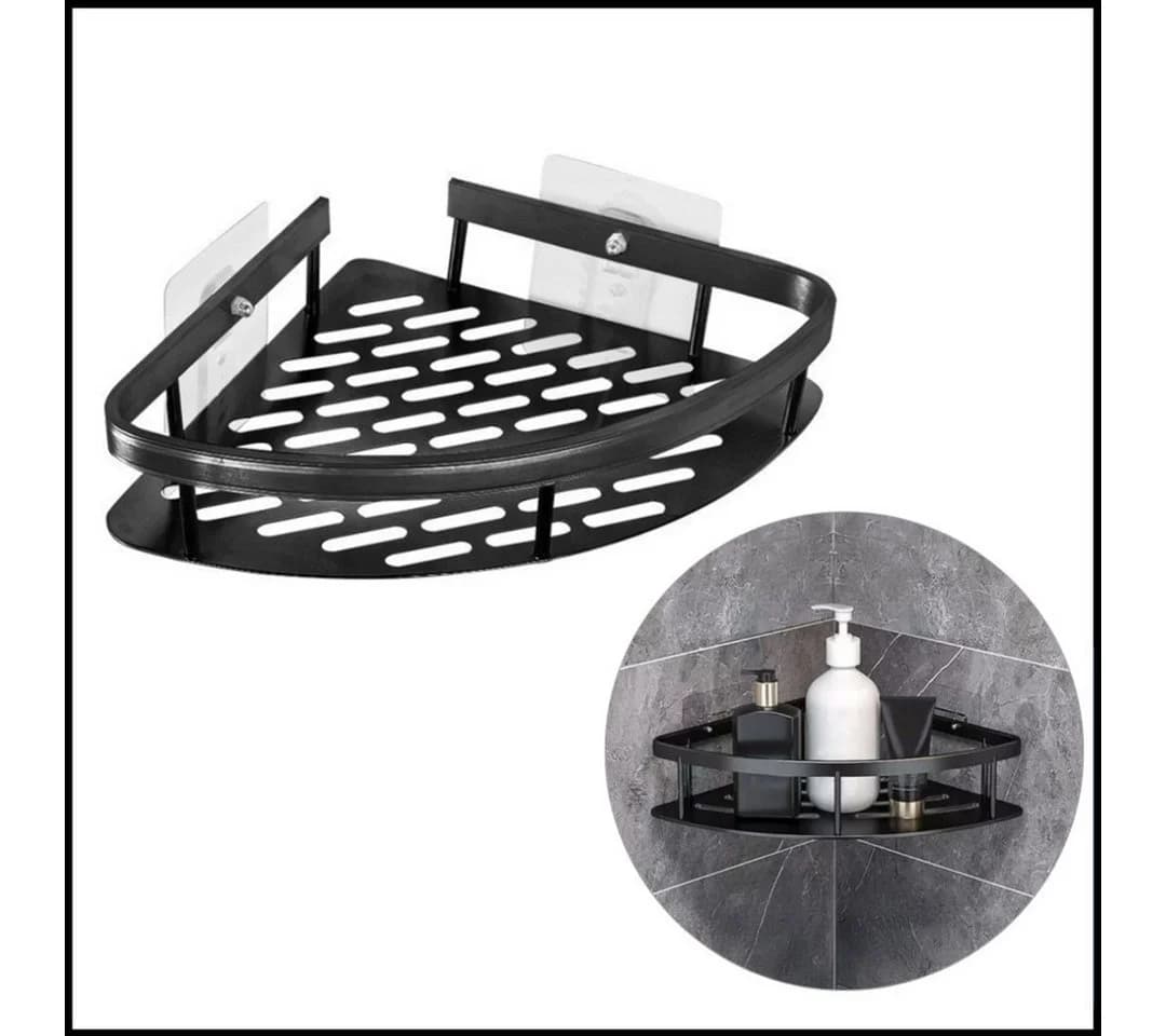 LIVINA HOME Duschablage ohne Bohren, Duschablage zum Hängen, Duschkorb Eck in Schwarz, 1-tlg., Eck Badregal, Duschregal, Duschzubehör, Badezimmerorganizer, +4 Haken - Bild 2
