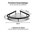 LIVINA HOME Duschablage ohne Bohren, Duschablage zum Hängen, Duschkorb Eck in Schwarz, 1-tlg., Eck Badregal, Duschregal, Duschzubehör, Badezimmerorganizer, +4 Haken Bild 4