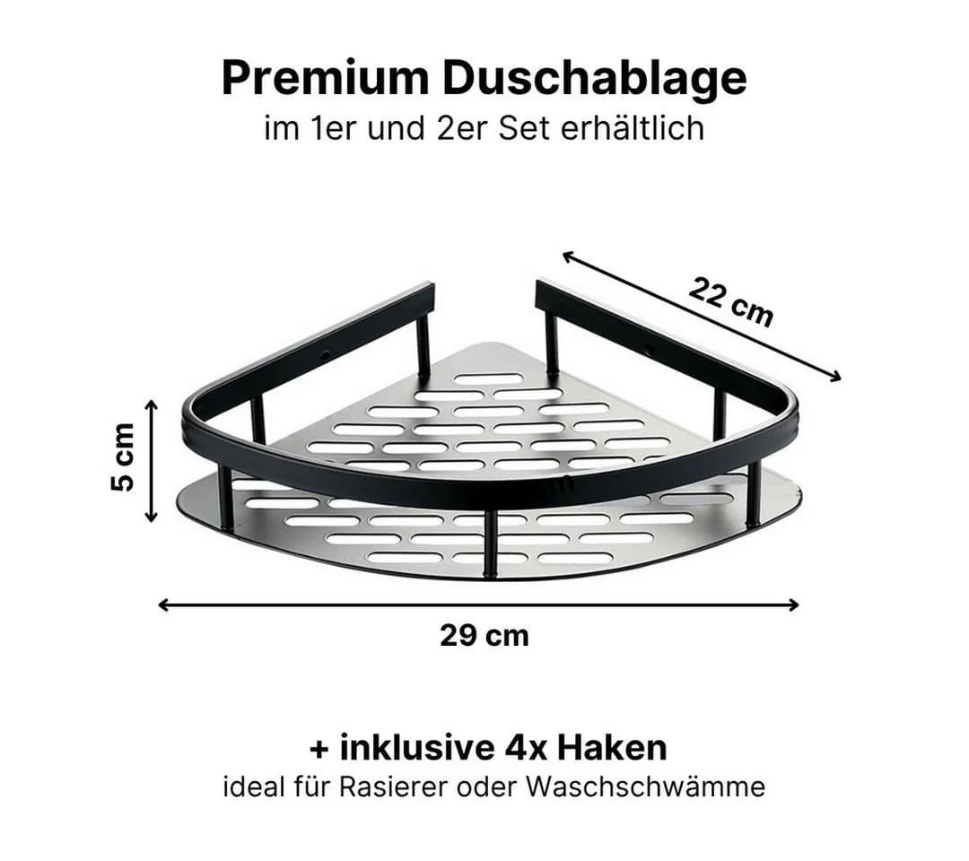 LIVINA HOME Duschablage ohne Bohren, Duschablage zum Hängen, Duschkorb Eck in Schwarz, 1-tlg., Eck Badregal, Duschregal, Duschzubehör, Badezimmerorganizer, +4 Haken - Bild 4