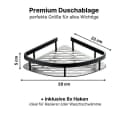 LIVINA HOME Duschablage ohne Bohren, Duschablage zum Hängen, Duschkorb Eck in Schwarz, 2-tlg., Eck Badregal, Duschregal, Duschzubehör, Badezimmerorganizer, +4 Haken Bild 4