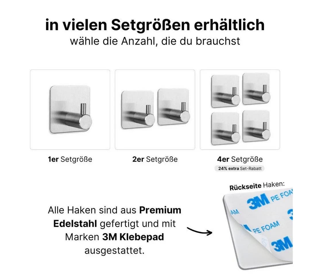LIVINA HOME Handtuchhaken selbstklebend Edelstahl silber - Bild 3