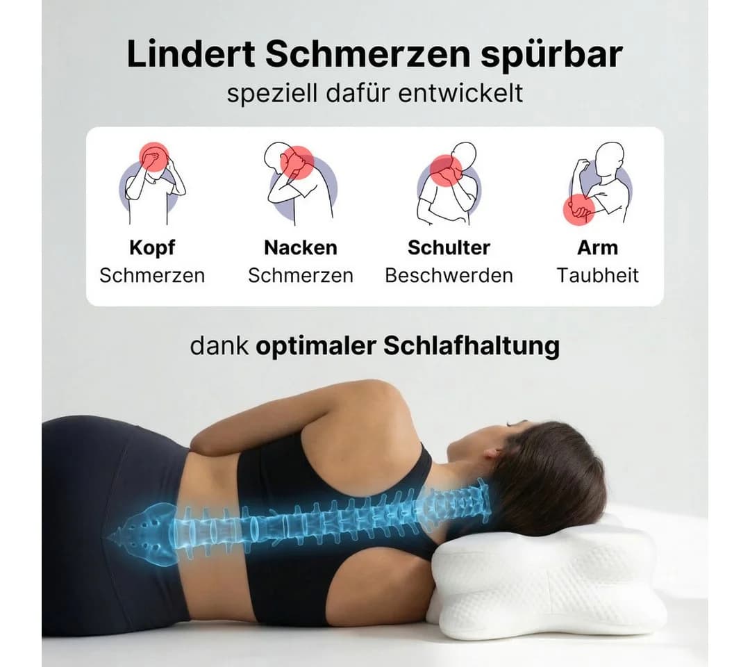 LIVINA HOME Nackenstützkissen Premium Memory Foam Grau Orthopädisch - Bild 3