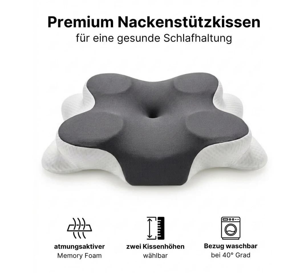 LIVINA HOME Nackenstützkissen Premium Memory Foam Grau Orthopädisch - Bild 5