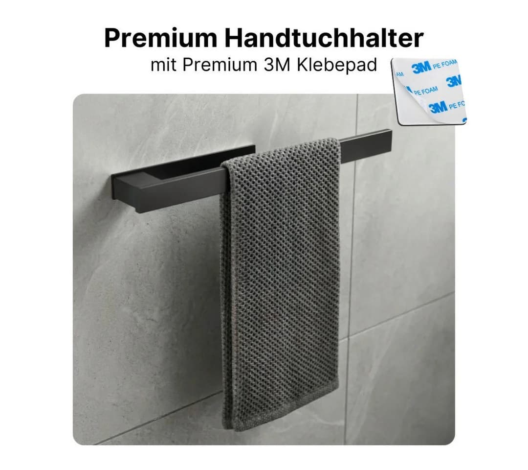 LIVINA HOME Handtuchhaken Set Schwarz Selbstklebend Edelstahl - Bild 4