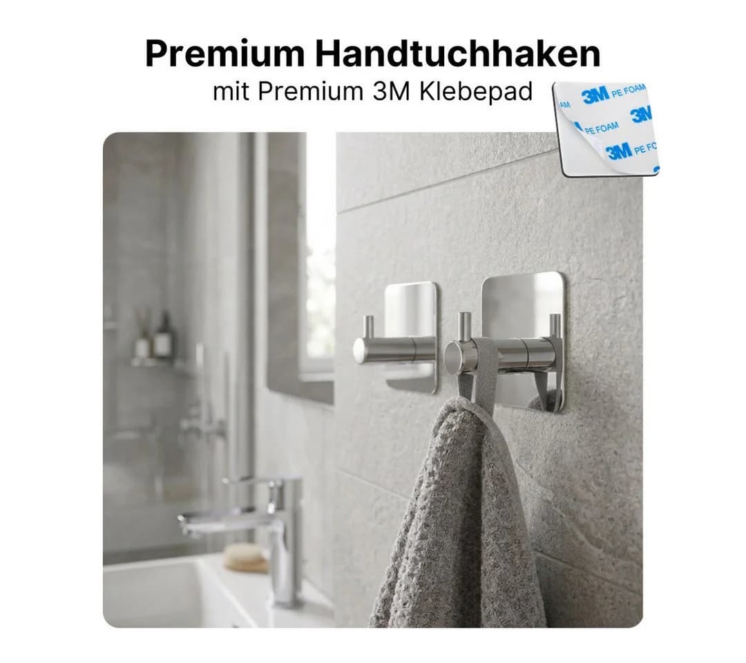 LIVINA HOME Handtuchhaken & Halter Set Edelstahl Selbstklebend Silber