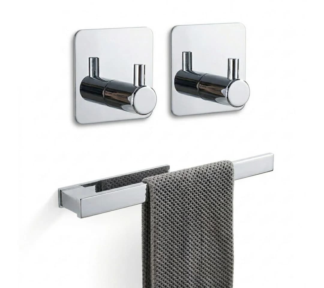 LIVINA HOME Handtuchhaken & Halter Set Edelstahl Selbstklebend Silber - Bild 2