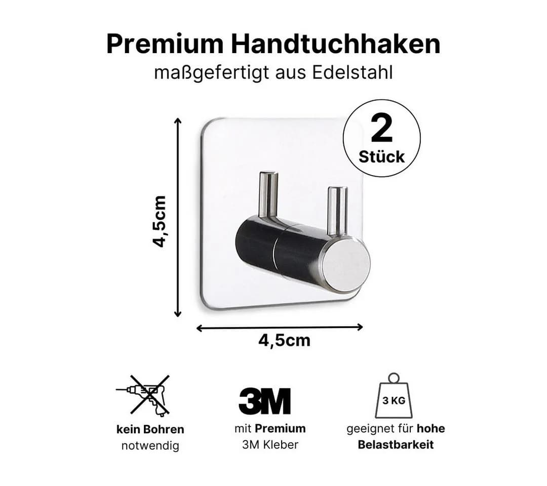 LIVINA HOME Handtuchhaken & Halter Set Edelstahl Selbstklebend Silber - Bild 3