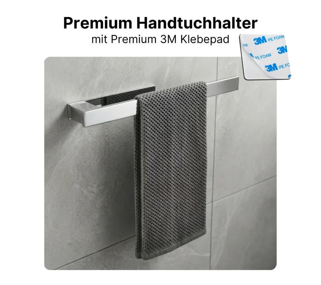 LIVINA HOME Handtuchhaken & Halter Set Edelstahl Selbstklebend Silber - Bild 4