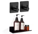 LIVINA HOME Handtuchhaken Set mit Duschablage selbstklebend Schwarz Bild 2
