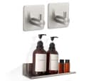 LIVINA HOME Handtuchhaken Set mit Duschablage Edelstahl Selbstklebend Silber Bild 2