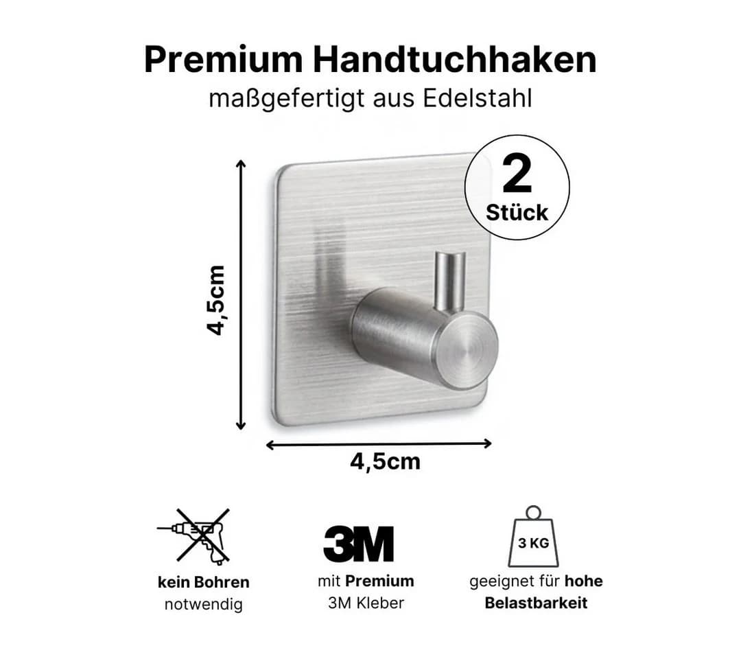 LIVINA HOME Handtuchhaken Set mit Duschablage Edelstahl Selbstklebend Silber - Bild 3