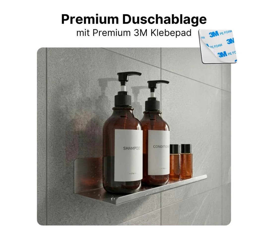 LIVINA HOME Handtuchhaken Set mit Duschablage Edelstahl Selbstklebend Silber - Bild 4