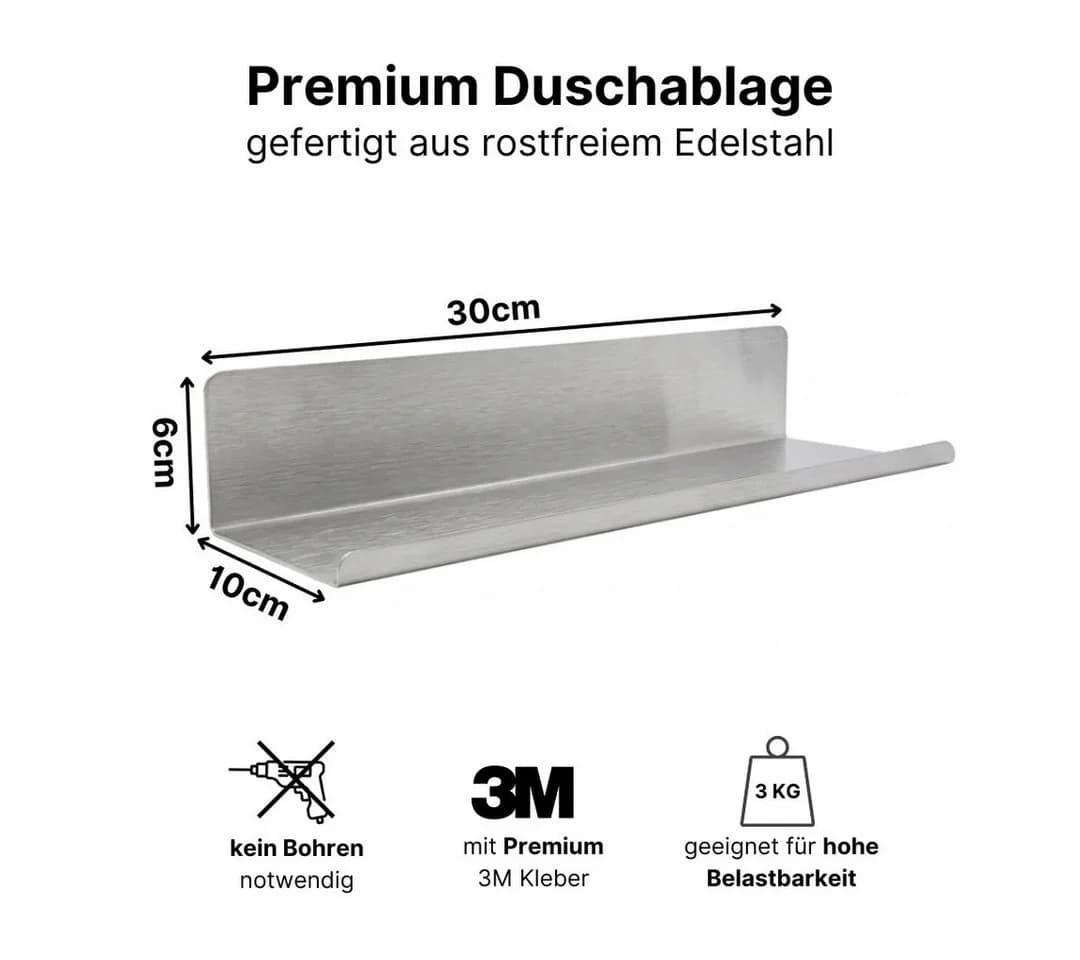LIVINA HOME Handtuchhaken Set mit Duschablage Edelstahl Selbstklebend Silber - Bild 5