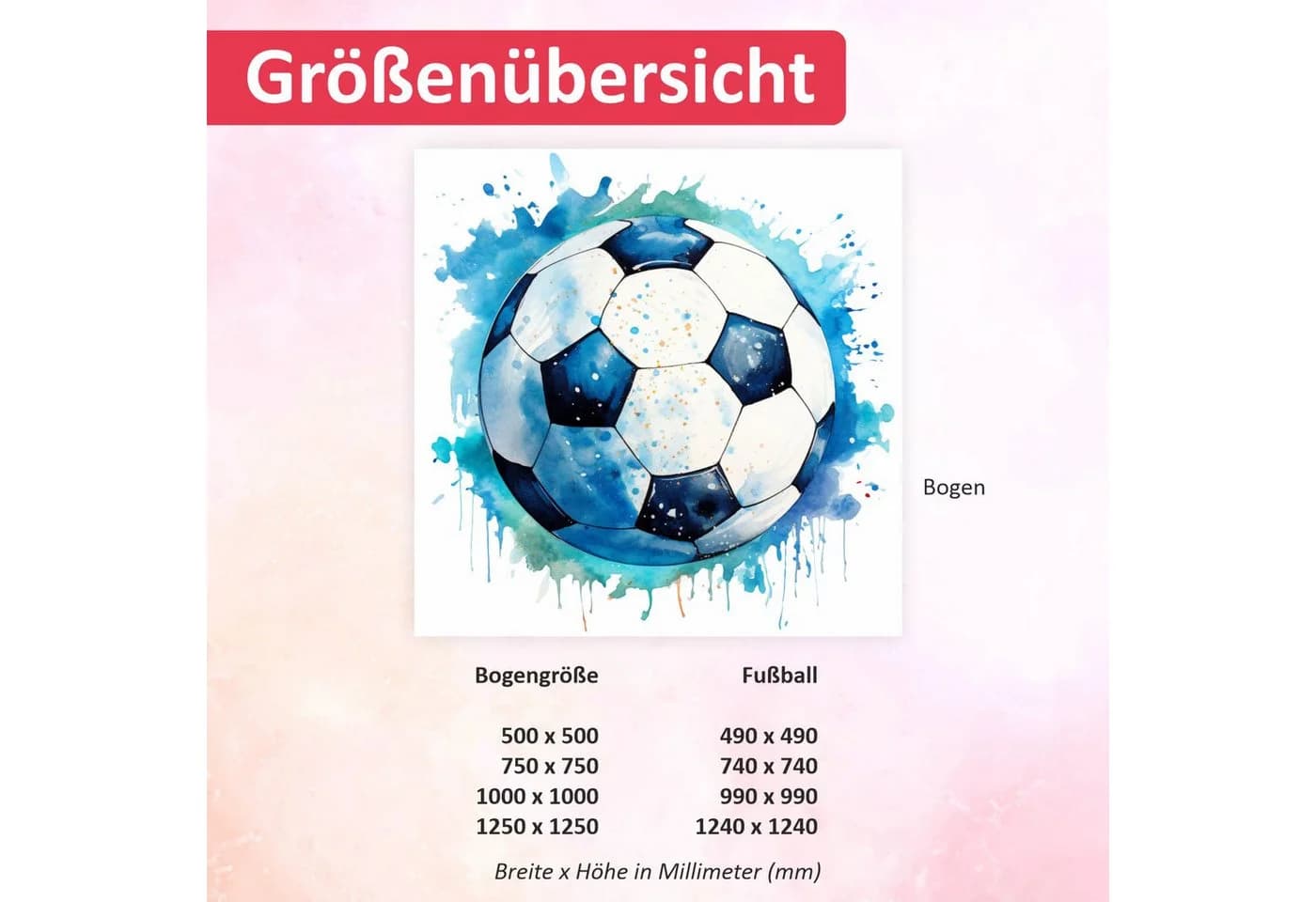 nikima Wandtattoo Fußball blau schwarz Aquarell Design