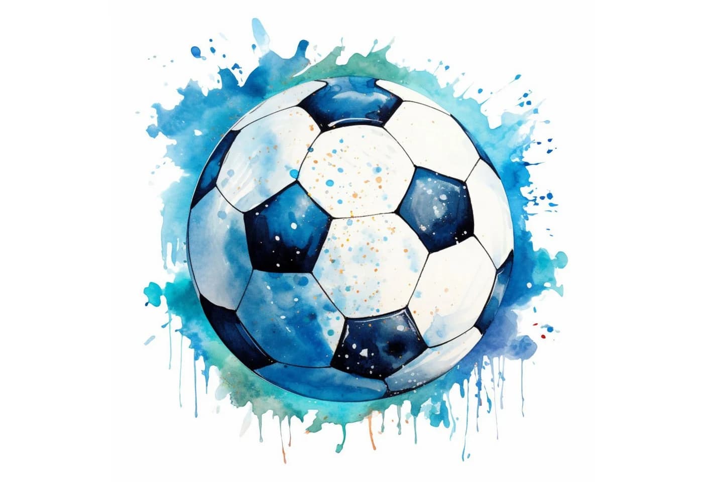 nikima Wandtattoo Fußball blau schwarz Aquarell Design - Bild 2