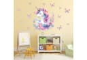 nikima Wandtattoo Einhorn mit Schmetterlingen Bunt PVC-Folie Bild 1