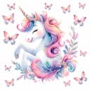 nikima Wandtattoo Einhorn mit Schmetterlingen Bunt PVC-Folie Bild 2