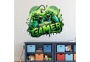 nikima Wandtattoo Gamer Controller Grün Graffiti-Stil PVC-Folie Bild 1