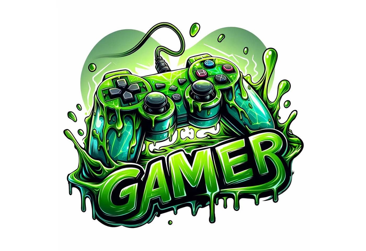 nikima Wandtattoo Gamer Controller Grün Graffiti-Stil PVC-Folie - Bild 2