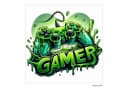 nikima Wandtattoo Gamer Controller Grün Graffiti-Stil PVC-Folie Bild 5