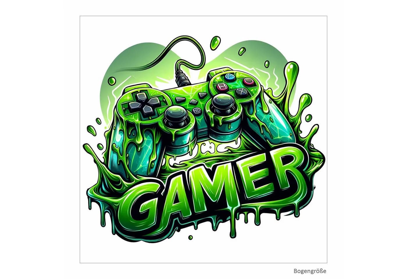 nikima Wandtattoo Gamer Controller Grün Graffiti-Stil PVC-Folie - Bild 5