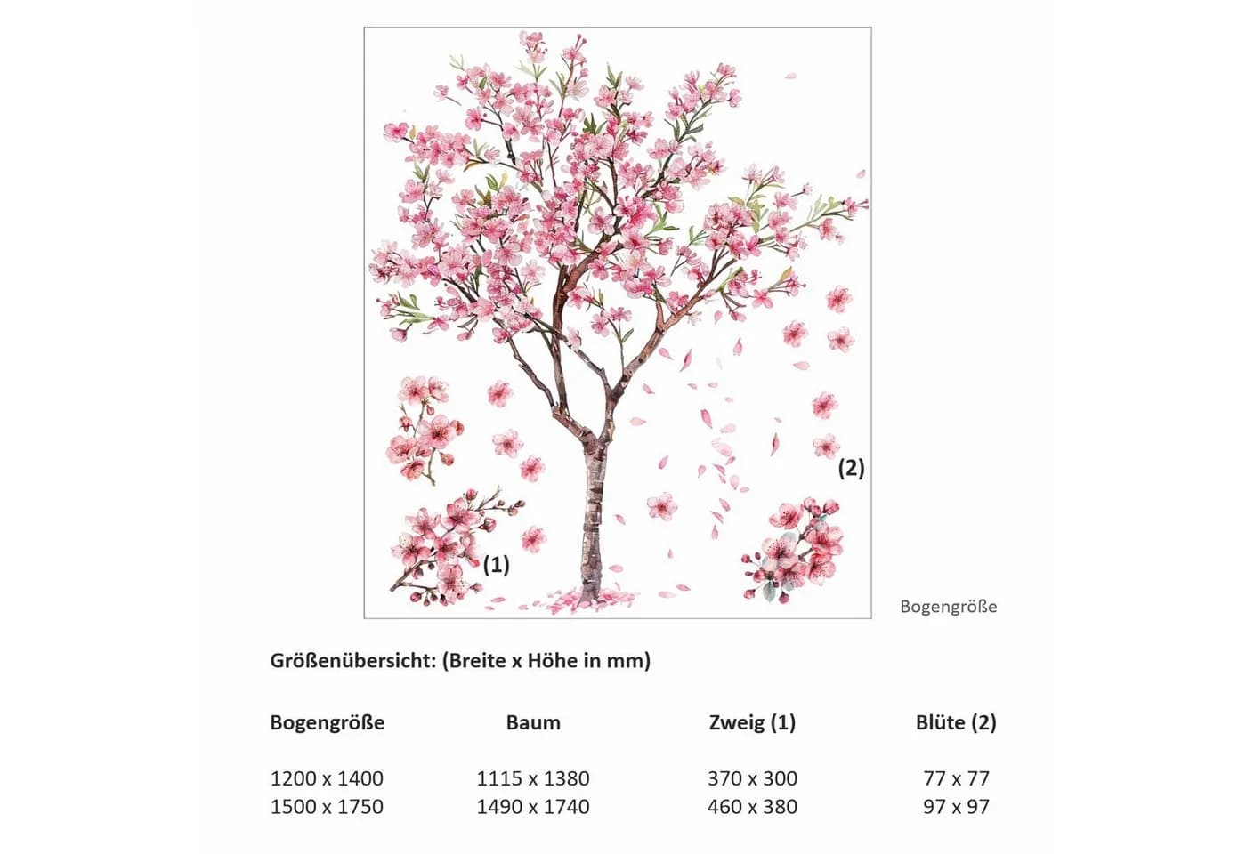 nikima Wandtattoo Kirschblütenbaum Bunt PVC-Folie