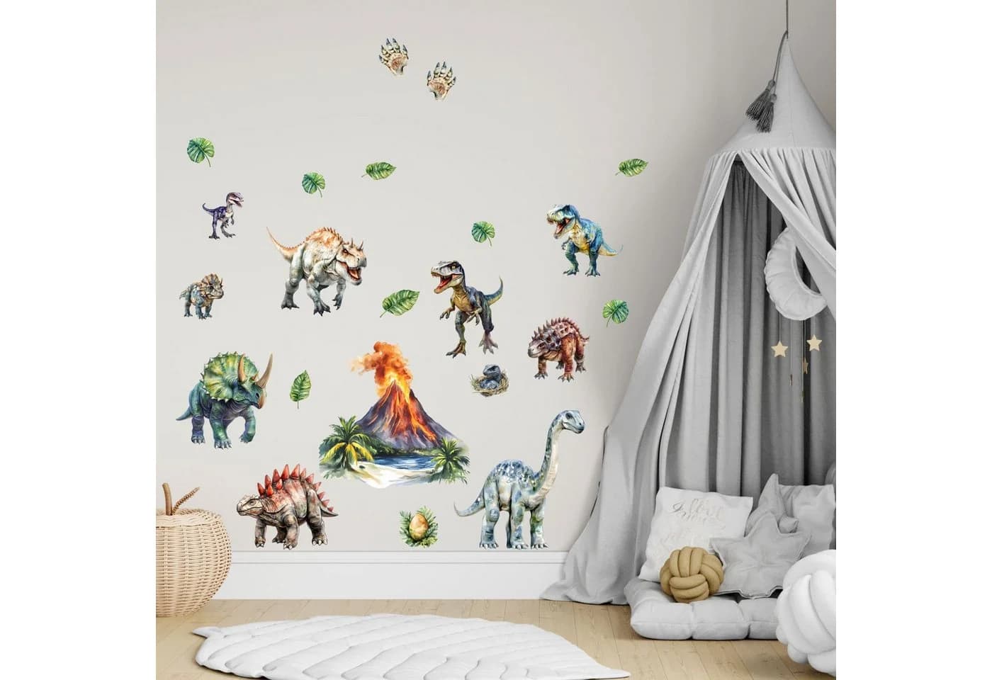 nikima Wandtattoo Dinosaurier mit Vulkan Bunt PVC-Folie - Bild 3