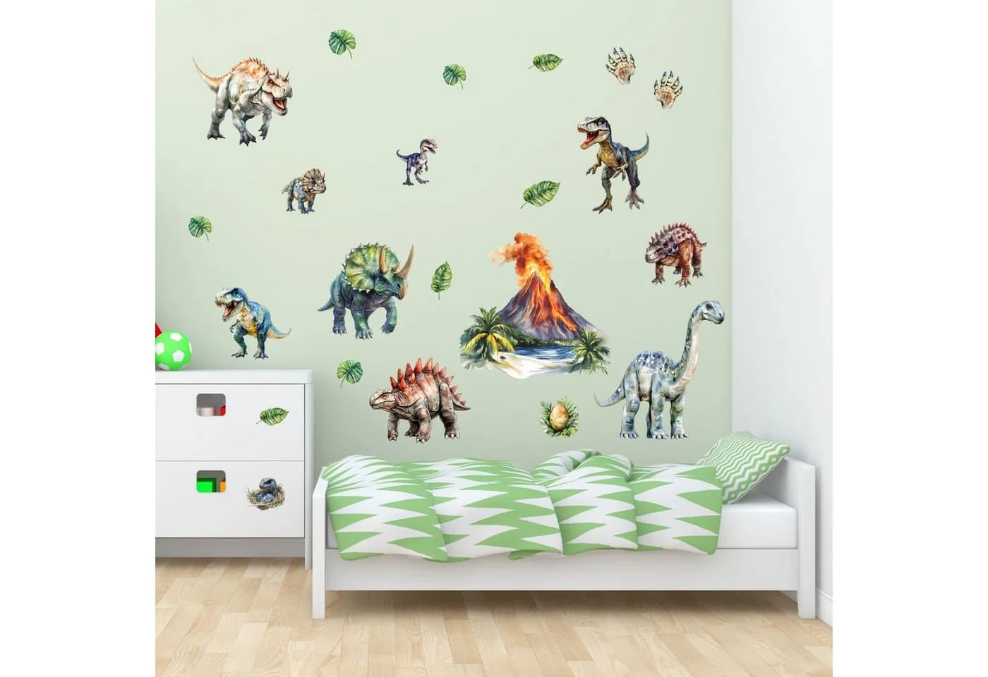 nikima Wandtattoo Dinosaurier mit Vulkan Bunt PVC-Folie - Bild 4