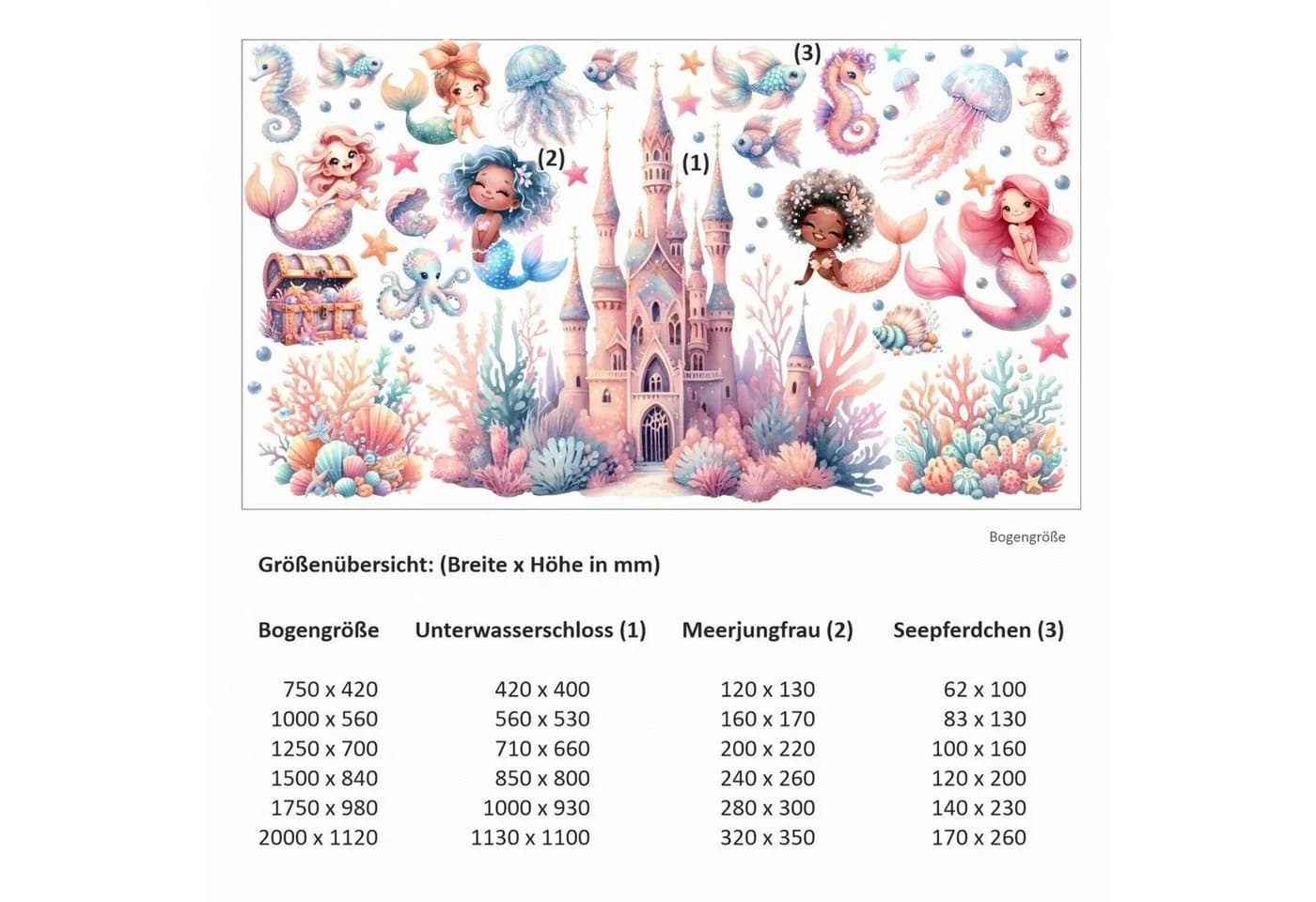 nikima Wandtattoo Meerjungfrauen Unterwasserschloss PVC-Folie - Bild 5